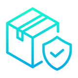 Shipping protection shield and box icon