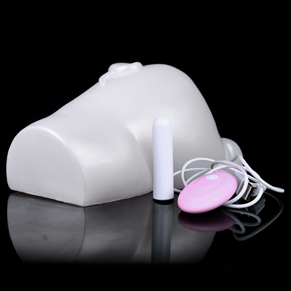 White rabbit-style dual-hole toy with vibrating wand and cable