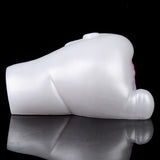 Snow Hare dual-hole animal masturbator, smooth white body side profile