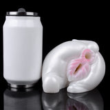 Snow Hare animal masturbator with dual openings, white body with pink insert detail