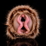 Furry dual-hole fleshlight stroker with two openings in round fur