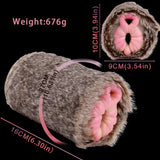 Furry dual-hole stroker with two end openings, pink inner channels