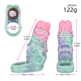 Spore Bloom dimensions for cock sleeve extender; length/width shown with 122g weight