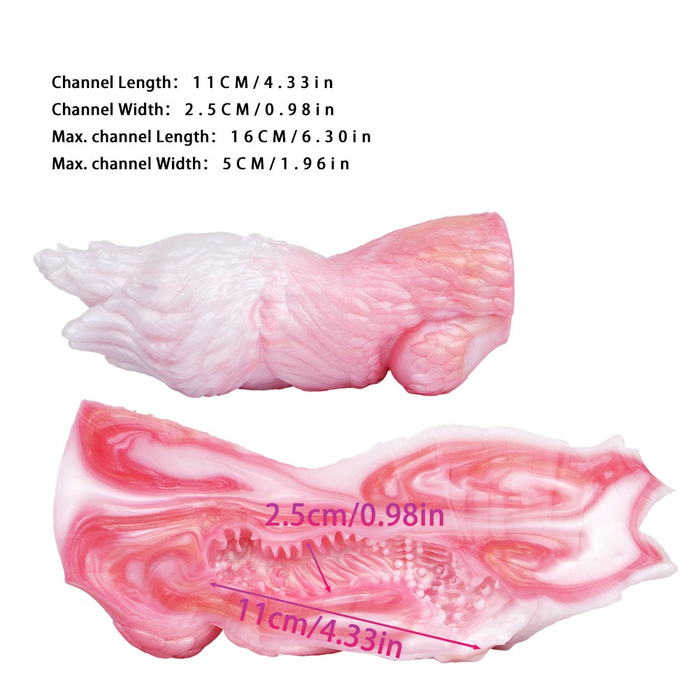 Squid-shaped fleshlight, pink and white, detailed tentacle texture and inner channel