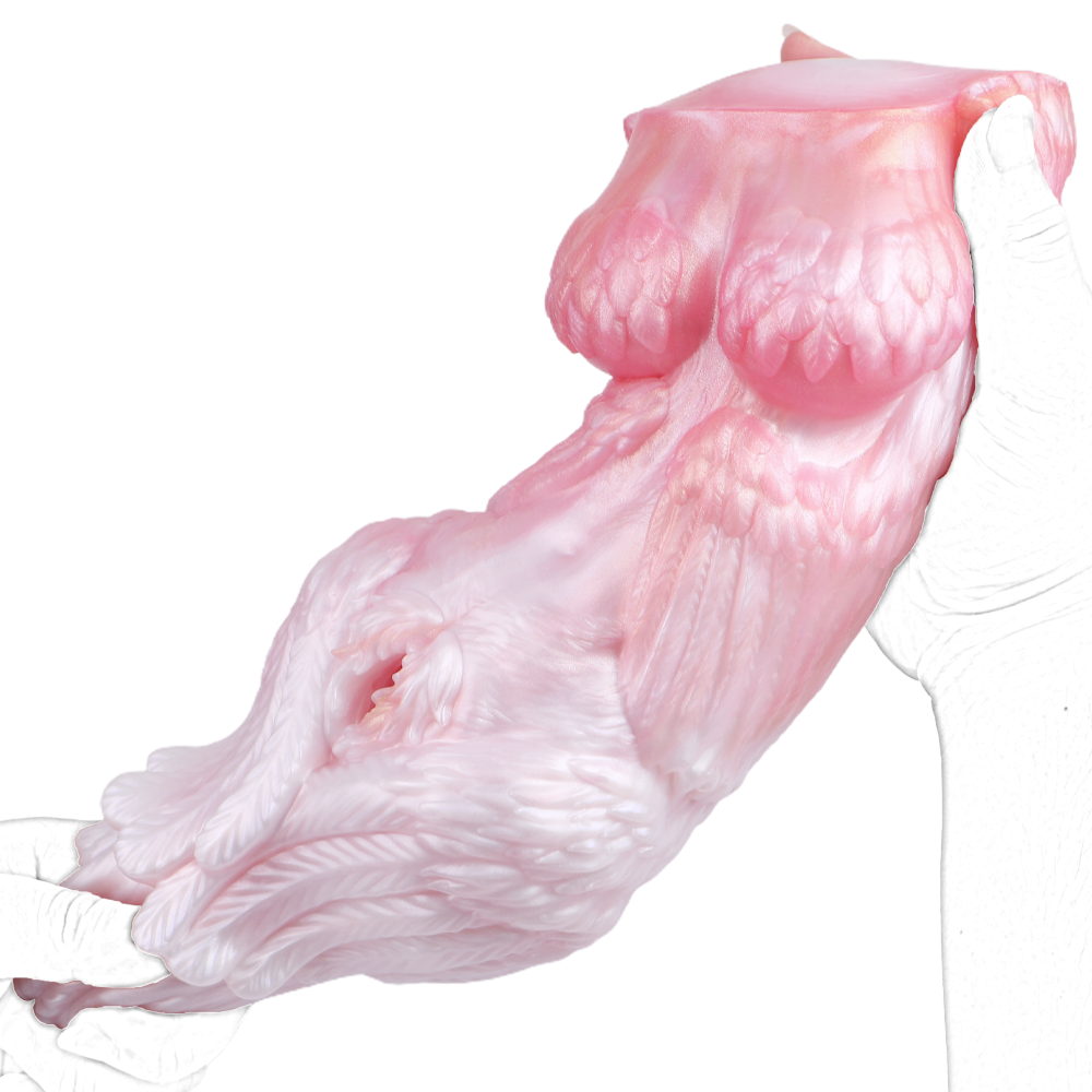 Squid-shaped fleshlight upright, pink and white, textured tentacles with inner opening