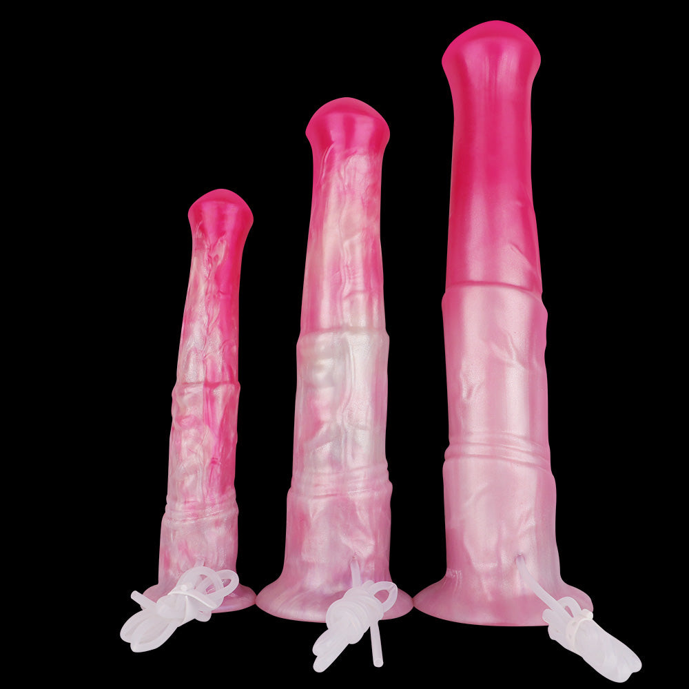 Pferde-Dildos in drei Größen: klein, mittel, groß, rosa Farbverlauf