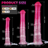 Größenübersicht Pferde-Dildo: S, M, L mit Maßen und Gewichten (Grafik)