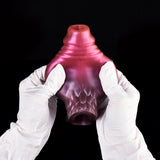 Top view of magenta dragon knot sleeve extender, open rim at the tip