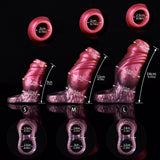Size chart for dragon knot sleeve extenders: S, M, L dimensions in cm and in