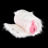 Furry-Typ Schwein-Masturbator mit weißem Fellüberzug und rosa Öffnung