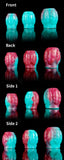 Teal and pink dragon knot sheath sleeve extender angles: front, back, and sides