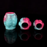 Teal and pink dragon knot sheath sleeve extender open ends close-up, three views