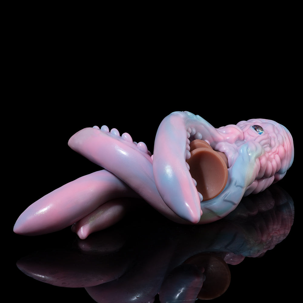 Pastel octopus figurine lounging pose with curled arm and textured suction dots