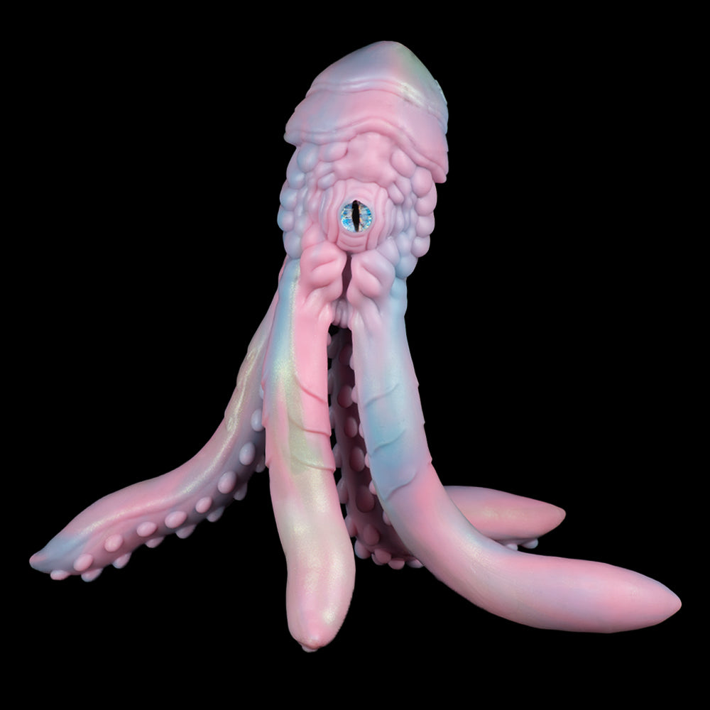 Pink tentacled creature figurine with long arms and open mouth