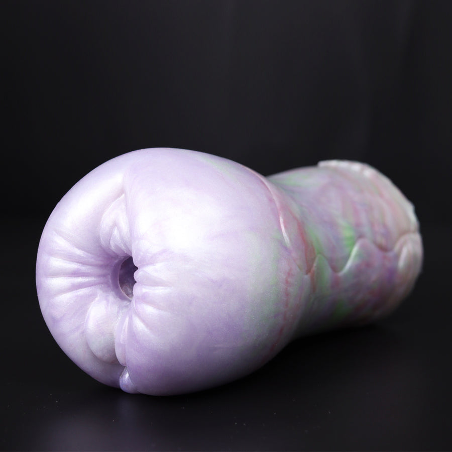 Light purple translucent fantasy worm masturbator, curled open tip