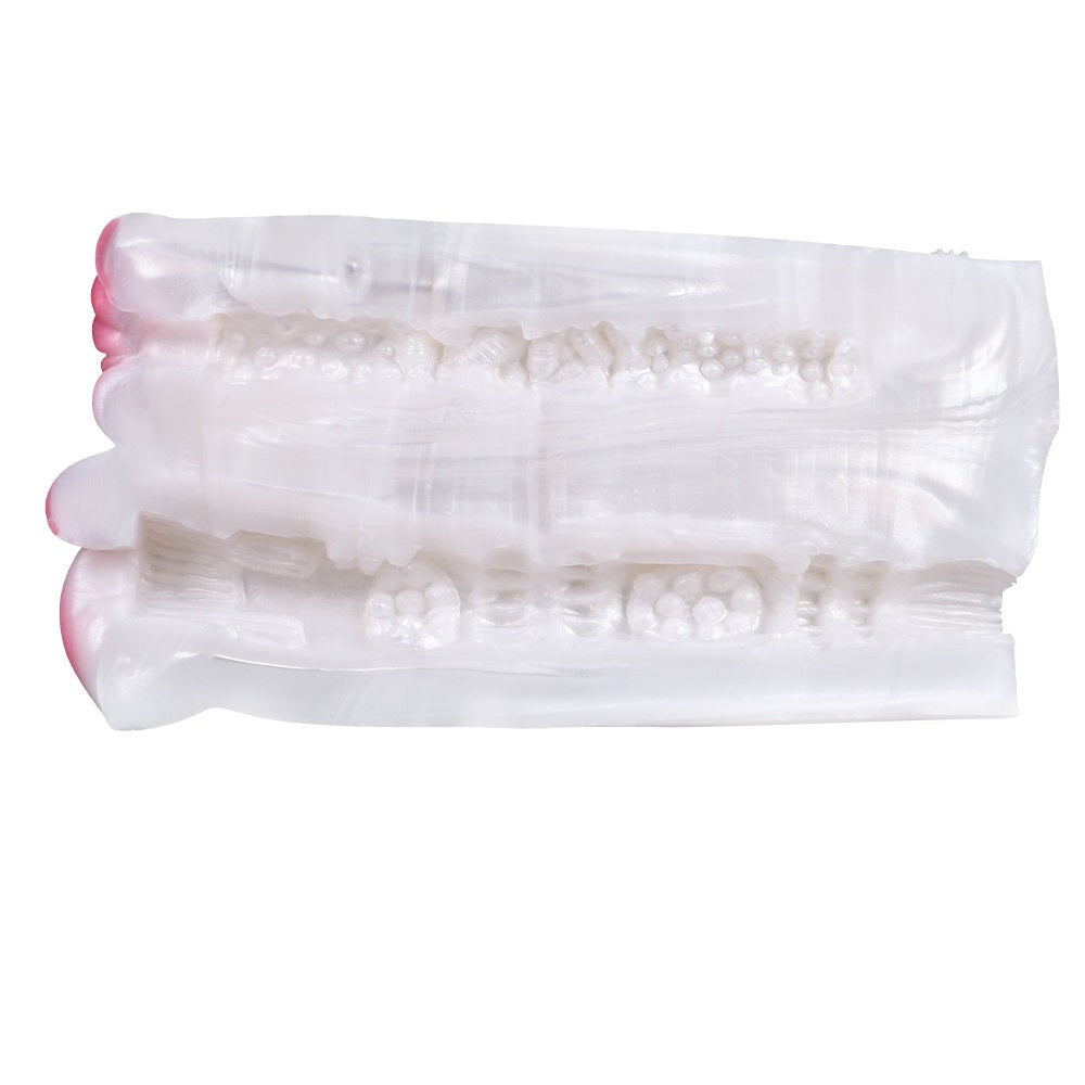 Mythical furry fleshlight with textured inner ridges and white sleeve