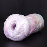 Fantasy pocket cup masturbator with pink textured surface and oval opening