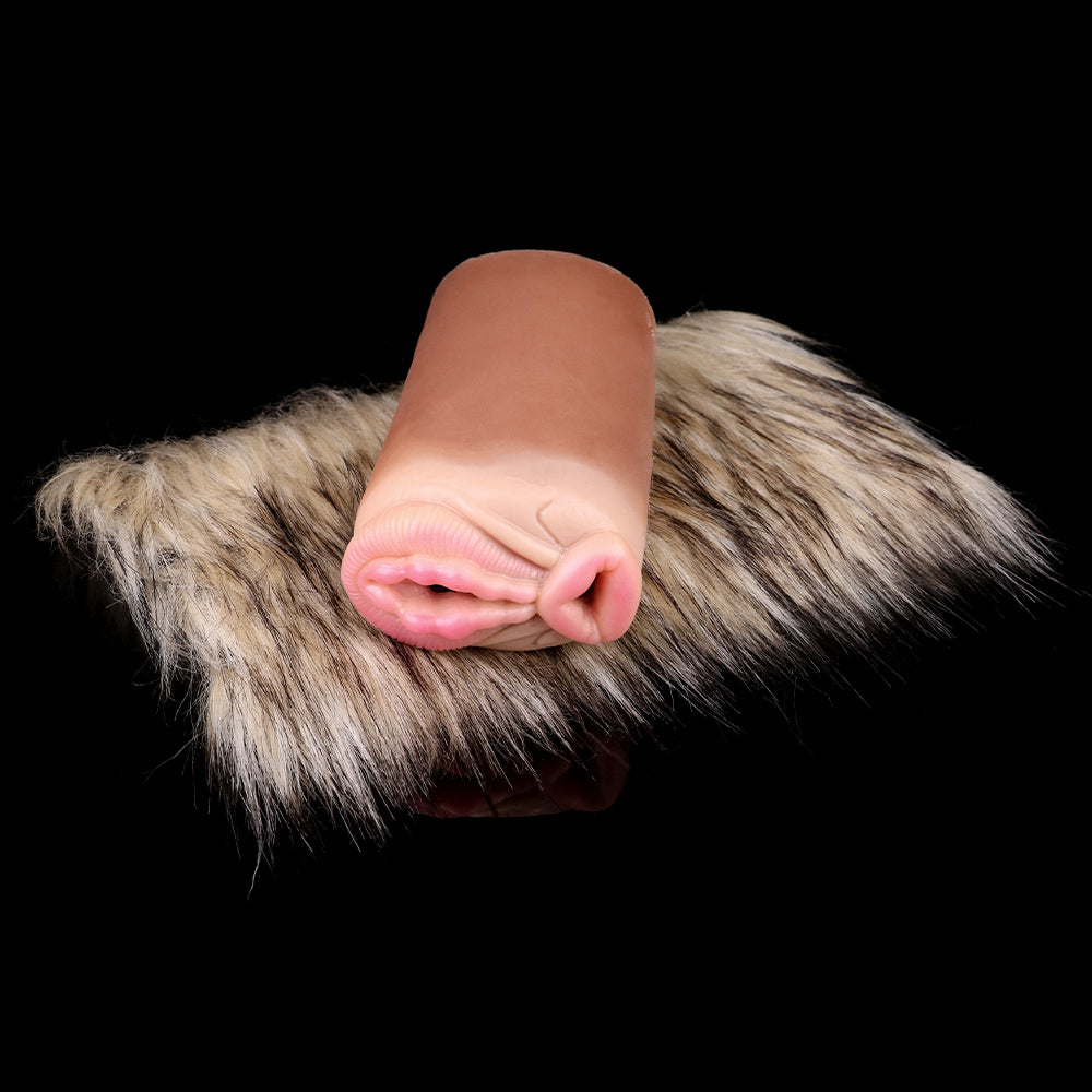 Shaggy chimera furry stroker with pink hand-shaped end