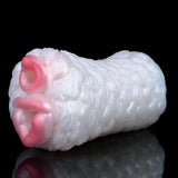 Fantasie-Tier-Masturbator, weißes Fell mit pinken Öffnungen, Kopf in Nahansicht
