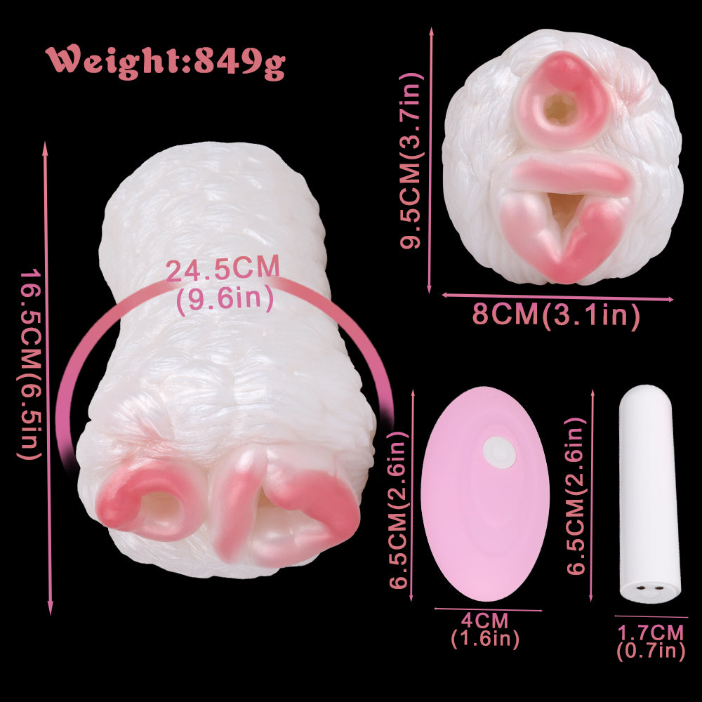 Fantasie-Tier-Masturbator-Abmessungen: ca. 24,5 cm Länge, 84 g Gewicht, inkl. Aufsätze