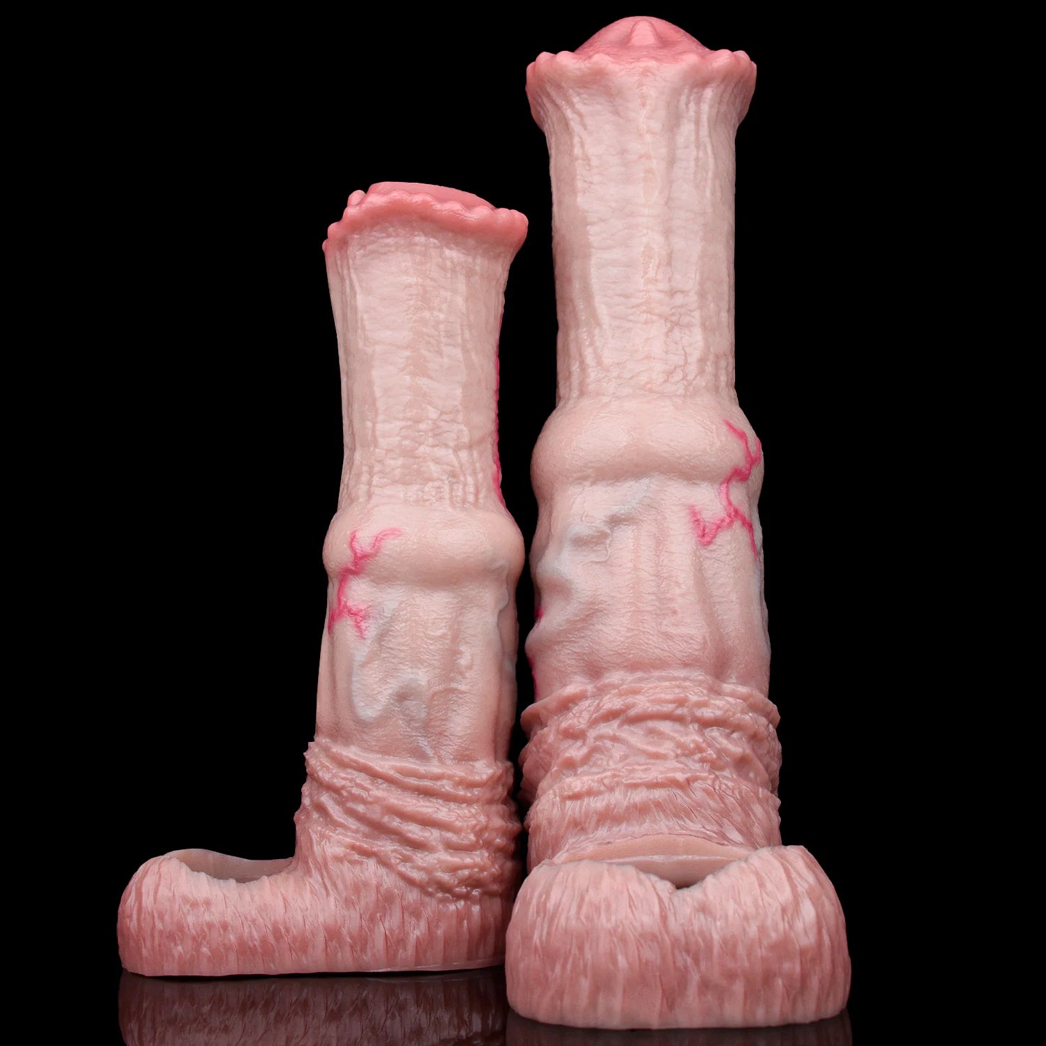 Textured intimate sleeve in light pink with open tip and wavy band at base