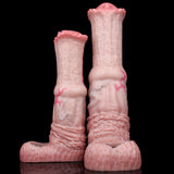 Textured intimate sleeve in light pink with open tip and wavy band at base