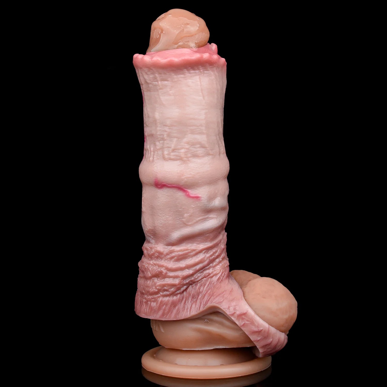 Light pink textured sleeve standing with ribbed base and open-ended tip