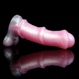 Pink horse sheath extender with rounded head and ribbed texture