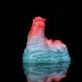 Ticus grinder toy base with two ports, red top and blue marbled body