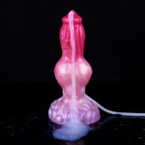 Turuk dog-shaped squirt dildo, pink body, straight tube attached at the top
