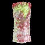 Dragon-themed masturbator with pink & lime ridged texture