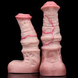 Pair of textured pink cock sleeve/penis sheath pieces, red seam details visible