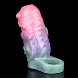 Alien sleeve extender with pink head and mint sleeve, open ring at the end