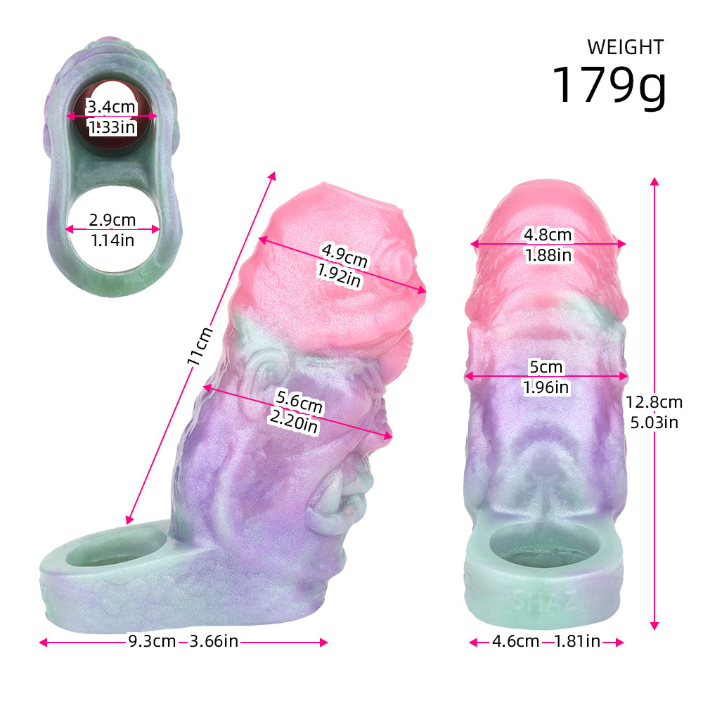 Measurements diagram for alien sleeve extender, including weight 179g