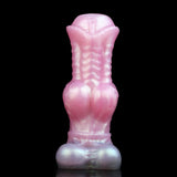 Back view of pink wolf-sleeve sheath with textured pattern on shaft