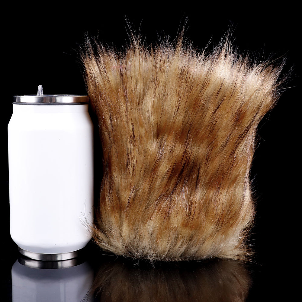 Furry plush stoker with smooth white handle section and tan faux-fur texture