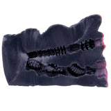 Furry plush fantasy stroker with dark navy textured inner nubs and ridges