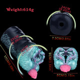 Alien stroker with teal head, dark textured body, pink bulb end