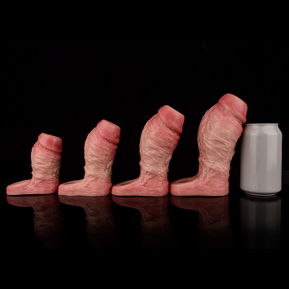 Realistic penis extender sleeves set, four sizes in light pink