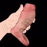 Realistic penis sleeve, pink textured surface with rounded tip