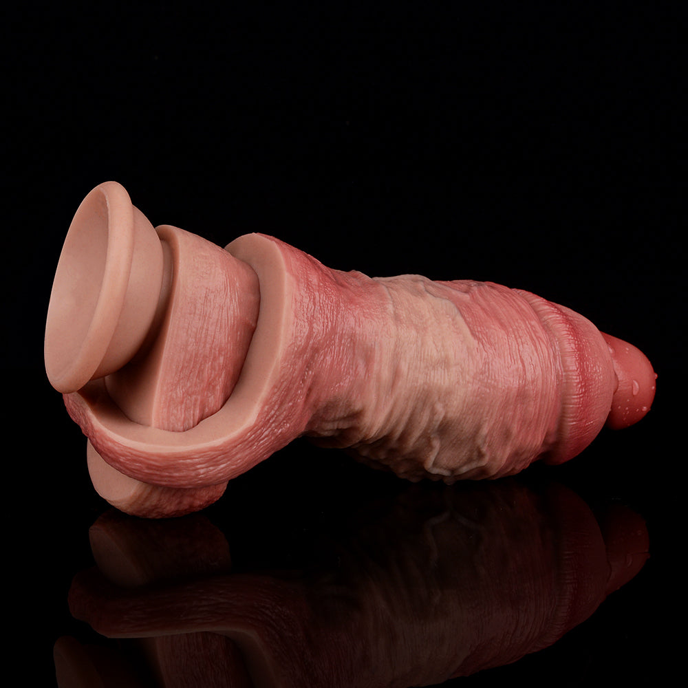 Pink realistic penis sleeve with open cuff and lifelike veins