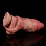 Pink realistic penis sleeve with open cuff and lifelike veins