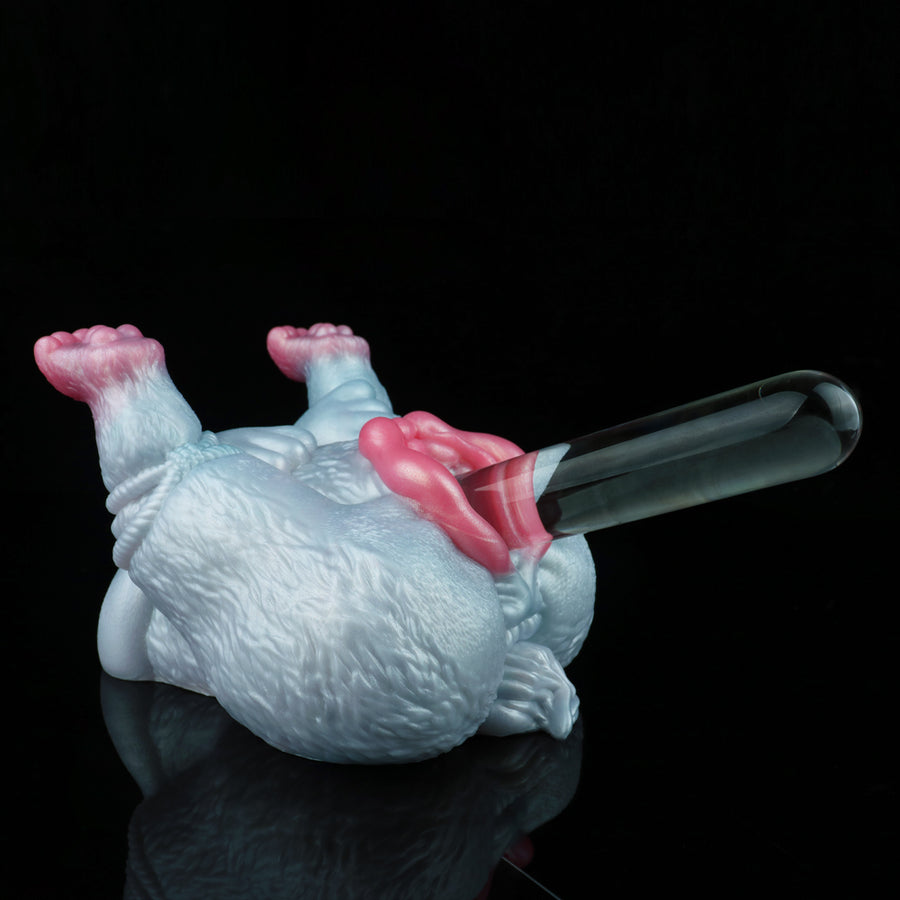 Light blue creature fleshlight with pink accents and a clear insert tube handle
