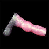 Pink wolf skull sleeve, side view with dark gray head
