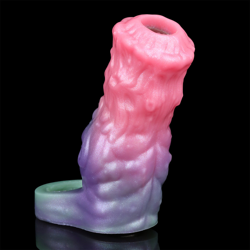 Alien Sleeve, Vorderansicht: rosa Oberteil, lila Bereich, mintfarbene Ringöffnung unten