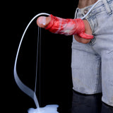 Dragon knot sheath with tubing on the hip area, connected and spraying liquid (squirting)
