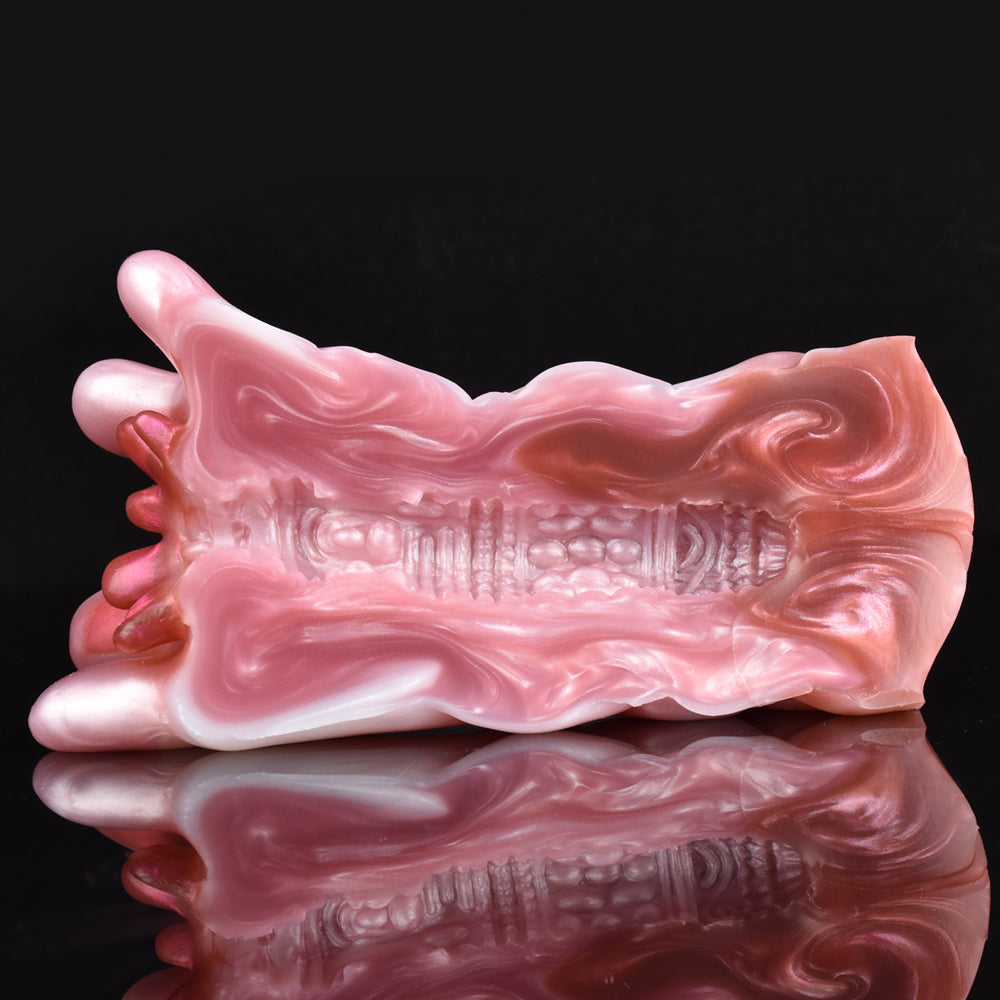 Yoyo the Tentacle realistic octopus stroker, pink body with ridged underside and curled tentacles