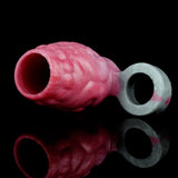 Ribbed pink sleeve ring with open ends and gray base loop