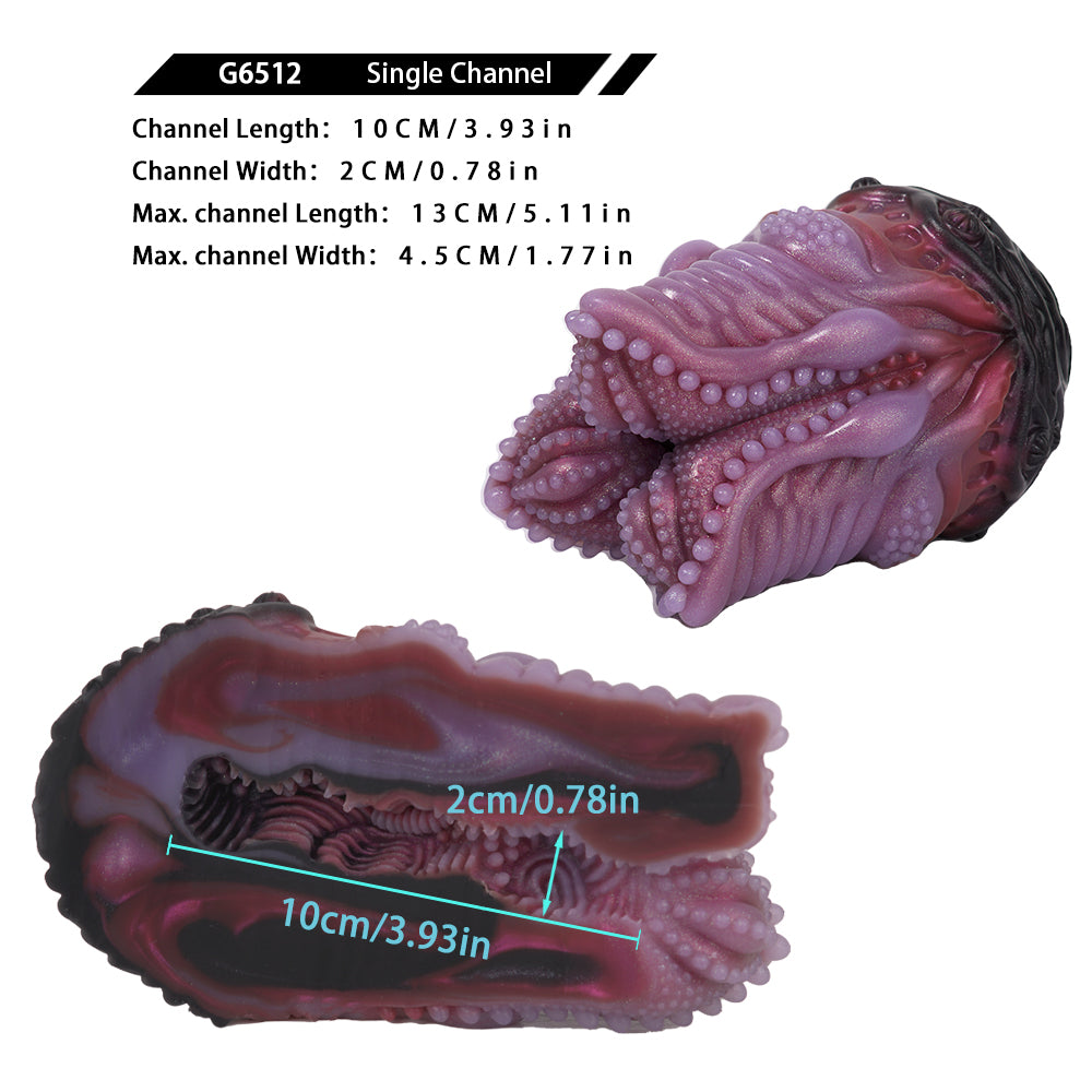 Pink and dark silicone octopus-shaped sex toy with ridged, bubble-textured tentacles