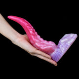 Oktopus-Buttplug mit Handgriff-Ansicht; gebogene Tentakelform, glattes Finish, pink/lila